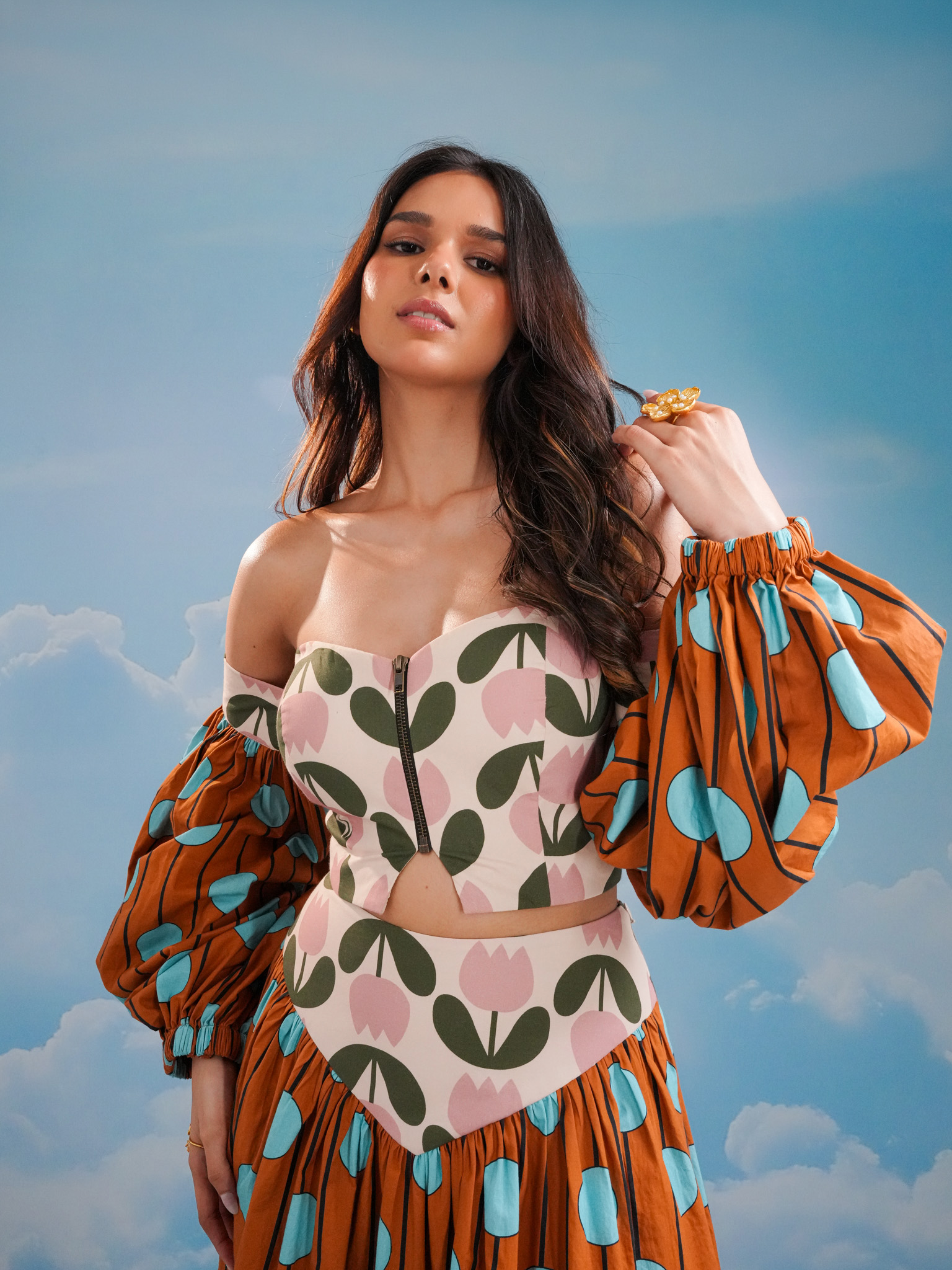 Dual print corset top