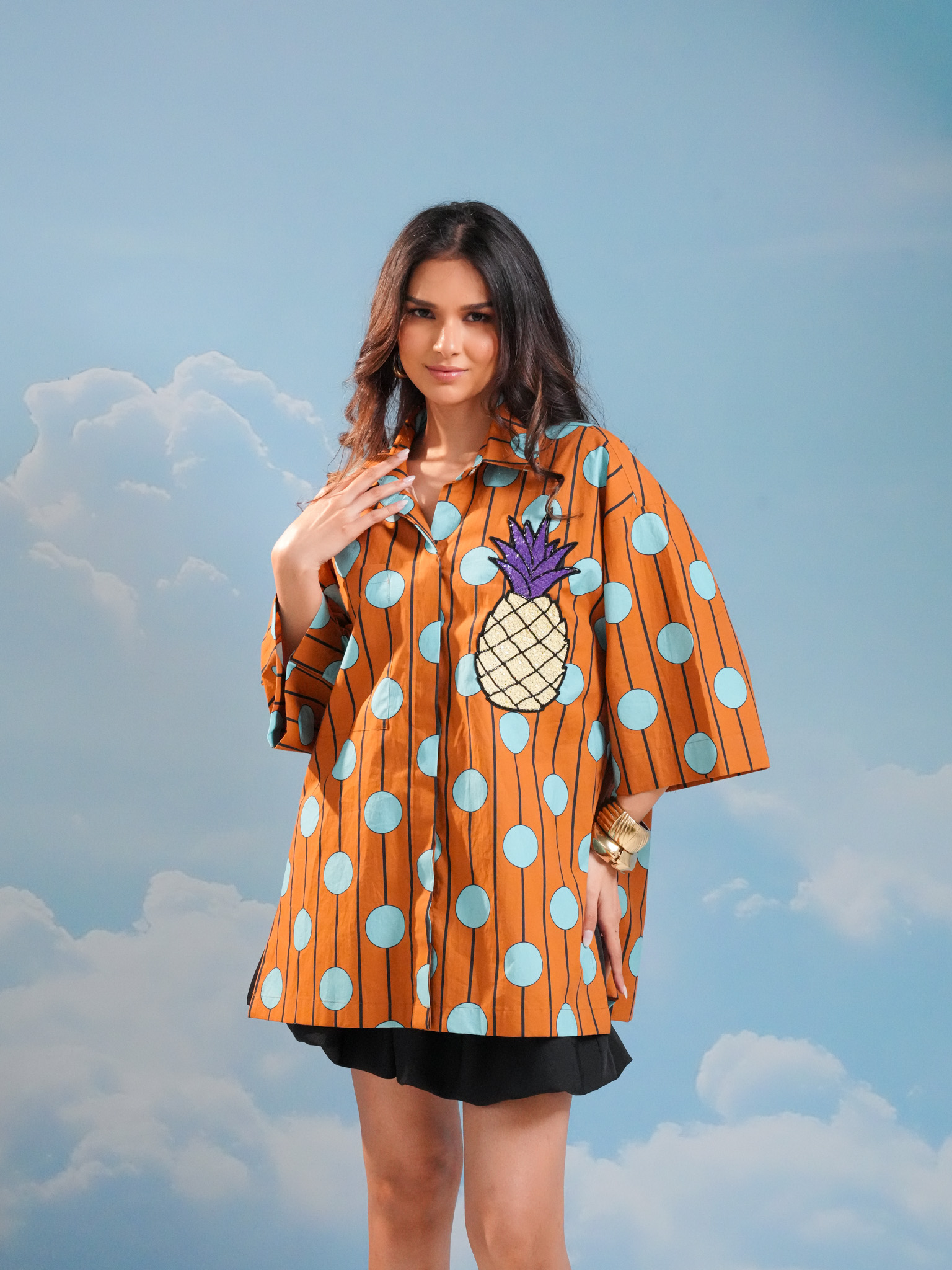 Printed shirt with pineapple motif