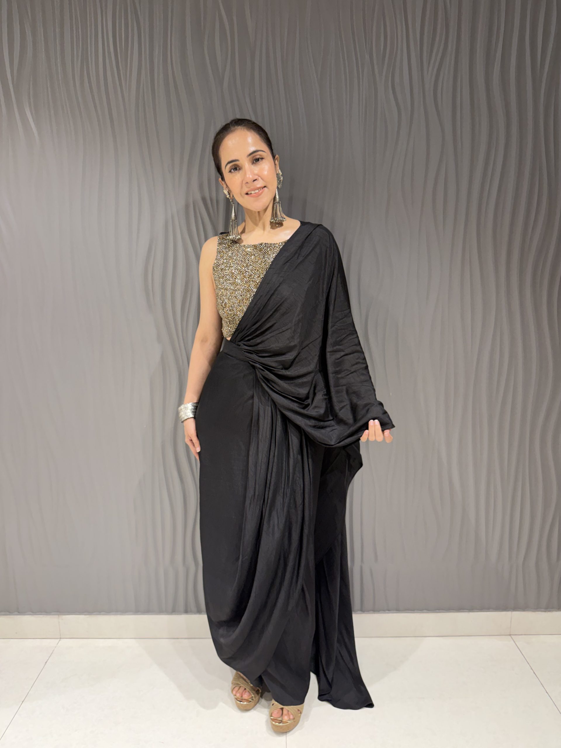 Black draped saree