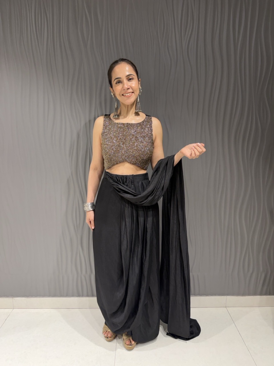 Silver and gold embroidered corset blouse
